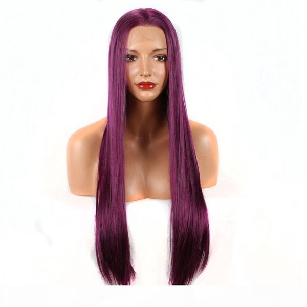 dark purple silky straight synthetic lace front wig parting heat resistant fiber natural hairline for women, Black
dark purple silky straight synthetic lace front wig parting heat resistant fiber natural hairline for women, Black