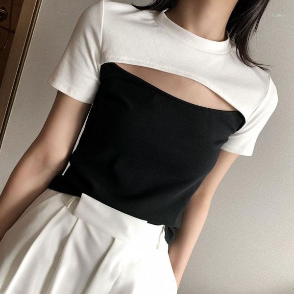 women's t-shirt women 2021 summer black and white patchwork hollow out design cotton short sleeve casual tee woman clothes1
women's t-shirt women 2021 summer black and white patchwork hollow out design cotton short sleeve casual tee woman clothes1