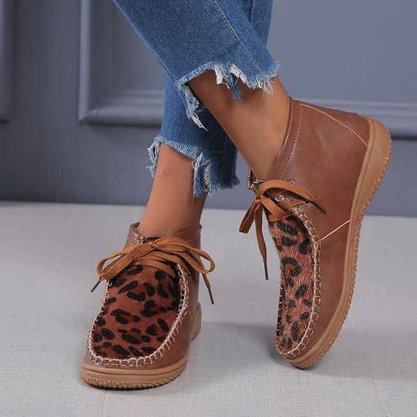 round head leopard print leather boots 2020 new winter ankle boots for women with flat bottoms lace-up plus size 43 women shoes, Black
round head leopard print leather boots 2020 new winter ankle boots for women with flat bottoms lace-up plus size 43 women shoes, Black