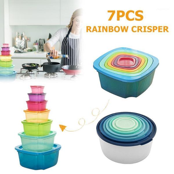 7pcs/set container plastic bento fresh-keeping box fridge multi capacity crisper microwave kitchen storage rainbow box new1
7pcs/set container plastic bento fresh-keeping box fridge multi capacity crisper microwave kitchen storage rainbow box new1