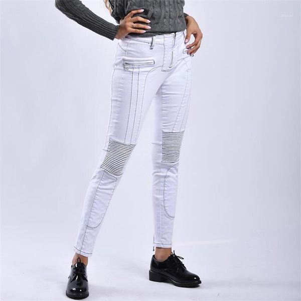 european and american style women denim skinny pants motorcycle zipper stitching pleated stretch jeans slim pencil trousers1, Blue
european and american style women denim skinny pants motorcycle zipper stitching pleated stretch jeans slim pencil trousers1, Blue