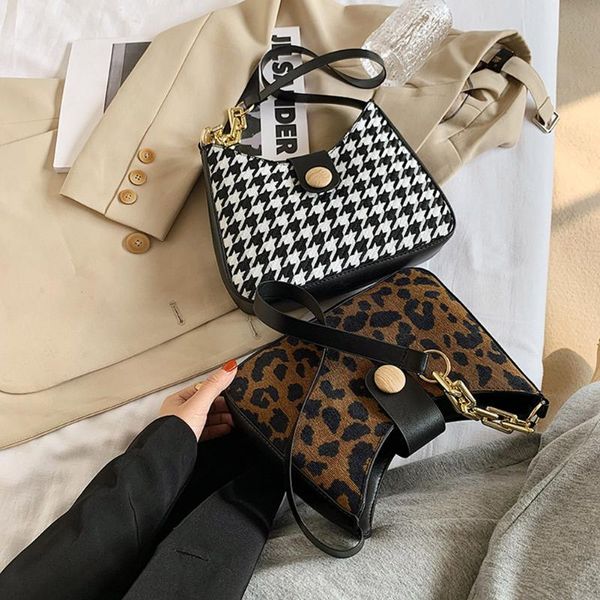 retro animal pattern leather hobo handbag female big capacity chain shoulder bag popular simple female daily bag