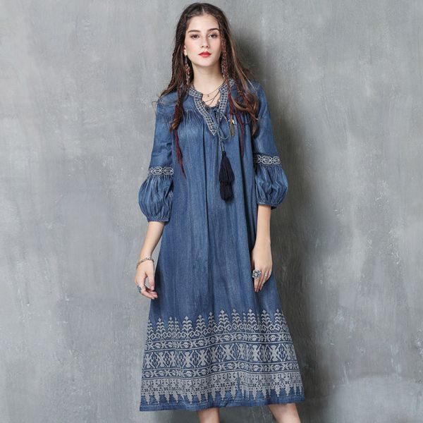 selling the wear of women, 2020 autumn new big denim dress, retro embroidered long sleeve lady's dress. hqto, Black;gray
selling the wear of women, 2020 autumn new big denim dress, retro embroidered long sleeve lady's dress. hqto, Black;gray