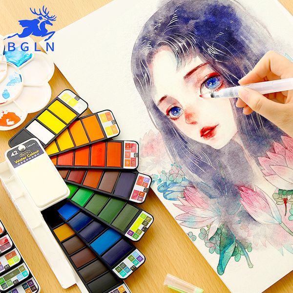 bgln portable solid water with paint brush bright color watercolor painting pigment set for student art supplies q1107
bgln portable solid water with paint brush bright color watercolor painting pigment set for student art supplies q1107