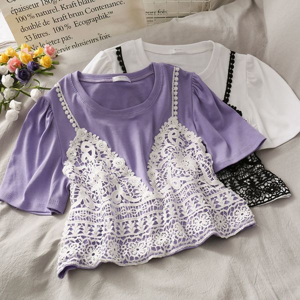 women's 2021 fashions woven loop female shirt new neck loosed cotton t floral lace tvt4, White
women's 2021 fashions woven loop female shirt new neck loosed cotton t floral lace tvt4, White