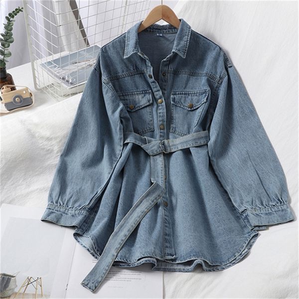 2021 new autumn temperament all-match mid-length belt denim jacket korean style pocket long-sleeved shirt women 5gj4, White
2021 new autumn temperament all-match mid-length belt denim jacket korean style pocket long-sleeved shirt women 5gj4, White