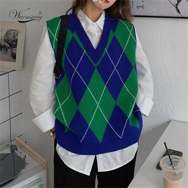 v neck vintage argyle sweater vest women sleeveless plaid knitted oversized sweaters casual autumn preppy style c-223 220125, Black;white
v neck vintage argyle sweater vest women sleeveless plaid knitted oversized sweaters casual autumn preppy style c-223 220125, Black;white