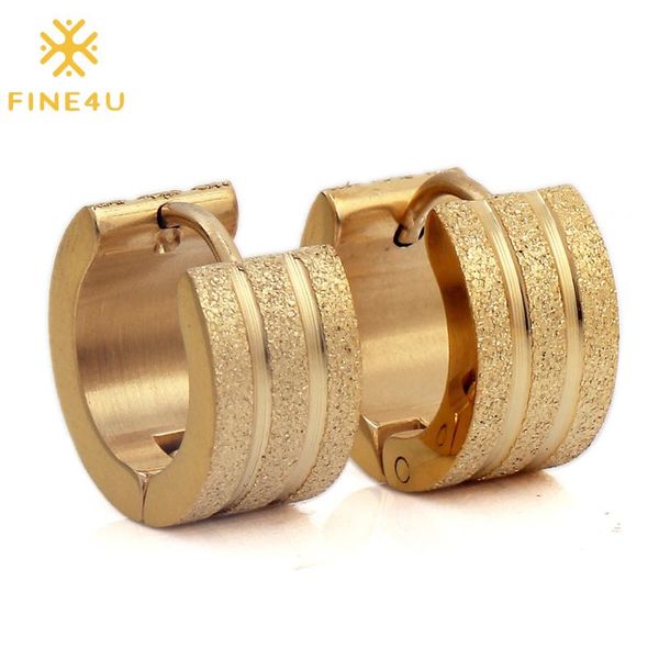 hoop & huggie fine4u e164 stainless steel mens earrings stripe matte sand blast stud, Golden;silver
hoop & huggie fine4u e164 stainless steel mens earrings stripe matte sand blast stud, Golden;silver