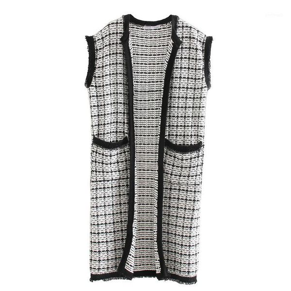 women's vests rr casual beaded tweed women fashion slim plaid long coats elegant straight pockets cardigan female ladies lad1, Black;white
women's vests rr casual beaded tweed women fashion slim plaid long coats elegant straight pockets cardigan female ladies lad1, Black;white