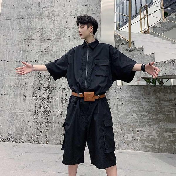 men's pants oversize loose casual jumpsuit belt included cargo pant male women streetwear hip hop overalls harem men short sleeve mid1, Black
men's pants oversize loose casual jumpsuit belt included cargo pant male women streetwear hip hop overalls harem men short sleeve mid1, Black