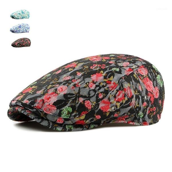 wide brim hats spring summer cotton beret caps for women rose adjustable casual flat floral printing sun cap1, Blue;gray
wide brim hats spring summer cotton beret caps for women rose adjustable casual flat floral printing sun cap1, Blue;gray