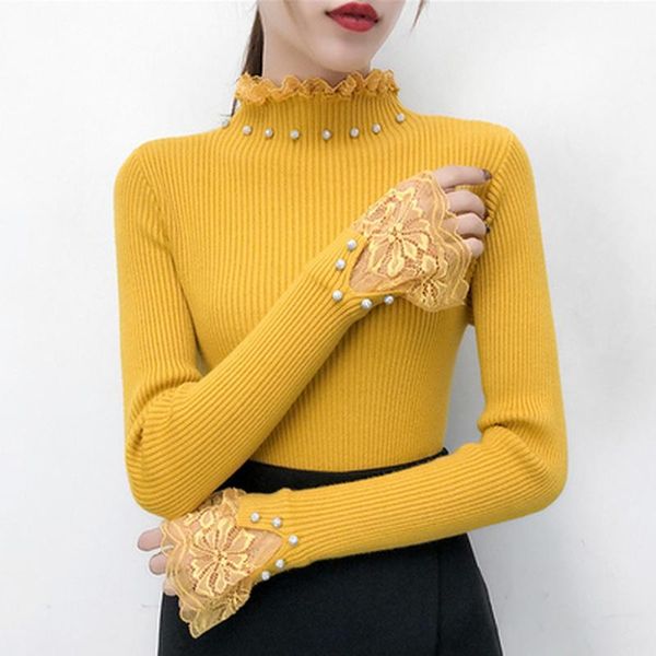 women's sweaters turtleneck lace flare long sleeve women pullover sweater spring autumn korean beading knitted beads pull, White;black
women's sweaters turtleneck lace flare long sleeve women pullover sweater spring autumn korean beading knitted beads pull, White;black