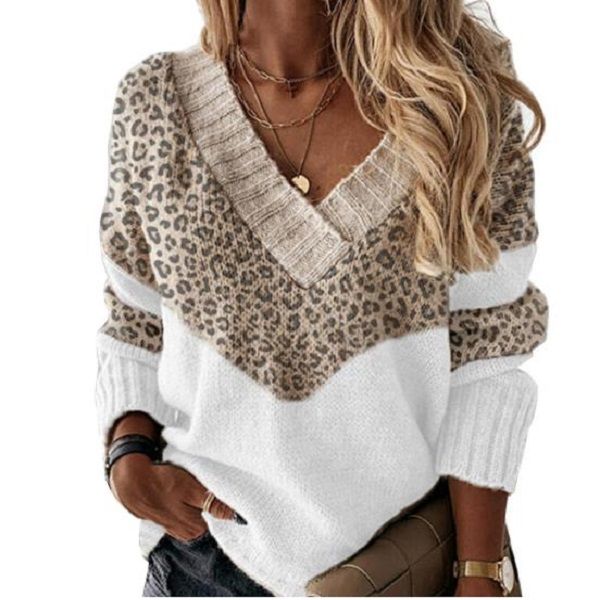 women's blouses & shirts pullover v-neck loose color matching women's, White
women's blouses & shirts pullover v-neck loose color matching women's, White
