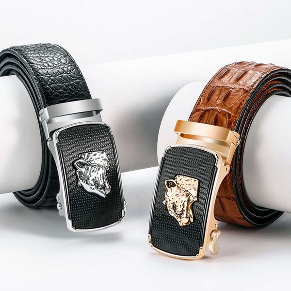 leopard head men's genuine cow leather pants business leisure crocodile automatic buckle youth belt, Black;brown
leopard head men's genuine cow leather pants business leisure crocodile automatic buckle youth belt, Black;brown