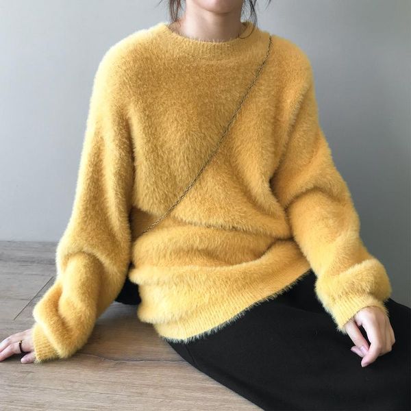 women's sweaters women solid mohair lantern sleeve o-neck korean fashion 2021 autumn winter loose casual womens sweater lugentolo, White;black
women's sweaters women solid mohair lantern sleeve o-neck korean fashion 2021 autumn winter loose casual womens sweater lugentolo, White;black