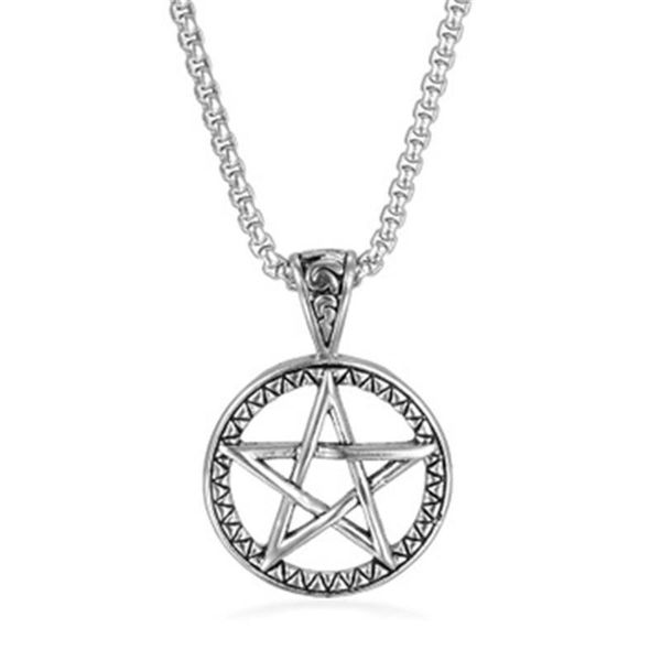 chains personality trend pendant fashion style accessories stainless steel round ring five-pointed star titanium necklace, Silver
chains personality trend pendant fashion style accessories stainless steel round ring five-pointed star titanium necklace, Silver