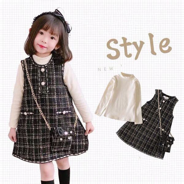 spring autumn girls 2 pcs set baby t shirt + vest dress kids suit children brand clothes gunny check pearl chain bag 4 to 14 yrs1, White
spring autumn girls 2 pcs set baby t shirt + vest dress kids suit children brand clothes gunny check pearl chain bag 4 to 14 yrs1, White