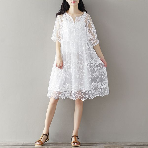 spring dressembroidered dress and summer 2019 literature and art loose lace embroidery dress mid long summer fqcni, Black;gray
spring dressembroidered dress and summer 2019 literature and art loose lace embroidery dress mid long summer fqcni, Black;gray