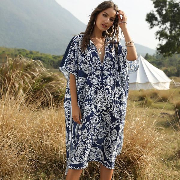 bohemian printed summer beach dress bathing suit cover-ups plus size women beach wear swim suit cover up blue cotton tunic a1321, White;black
bohemian printed summer beach dress bathing suit cover-ups plus size women beach wear swim suit cover up blue cotton tunic a1321, White;black