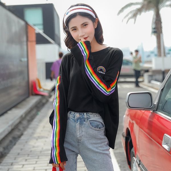 xfvhd rainbow new korean rainbow style striped long sleeve hiphop weird girl student bf 2019 new korean style t-shirt 2019 striped long slee, White
xfvhd rainbow new korean rainbow style striped long sleeve hiphop weird girl student bf 2019 new korean style t-shirt 2019 striped long slee, White
