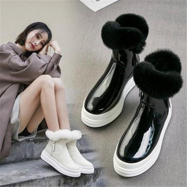 2020 winter women's shoes snow boots synthetic viscose patent leather women shoes height increasing add wool thick-soled, Black
2020 winter women's shoes snow boots synthetic viscose patent leather women shoes height increasing add wool thick-soled, Black