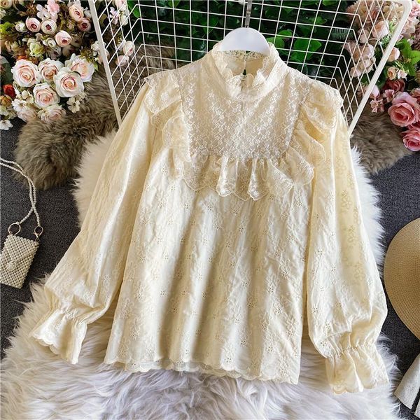 autumn new sweet temperament trumpet long-sleeved shirt women's ruffled loose fold half high collar shirt uk3551, White
autumn new sweet temperament trumpet long-sleeved shirt women's ruffled loose fold half high collar shirt uk3551, White