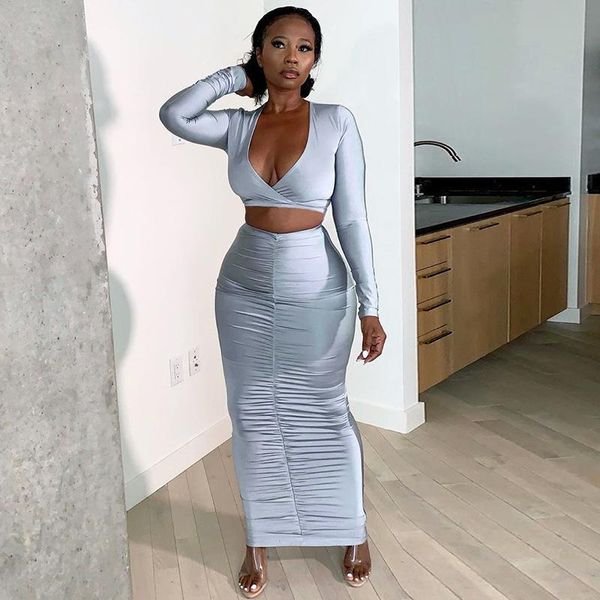grey pink v neck crop + long skirt sets street sheath hip high waist women two pieces sets fashion suit 2020 autumn set, Gray
grey pink v neck crop + long skirt sets street sheath hip high waist women two pieces sets fashion suit 2020 autumn set, Gray