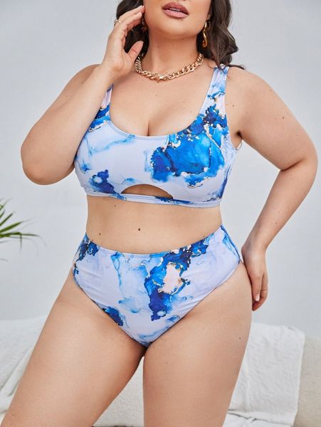 plus marble print cut-out bikini swimsuit v8f7#, Black
plus marble print cut-out bikini swimsuit v8f7#, Black