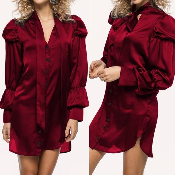 women's dresses celmia long sleeve bow tie satin mini 2020 plus size solid v-neck pleated shirt dress elegant party vestido1, Black;gray
women's dresses celmia long sleeve bow tie satin mini 2020 plus size solid v-neck pleated shirt dress elegant party vestido1, Black;gray