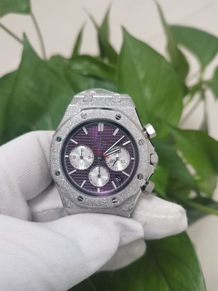vk quartz chronograph working men's watch 26331bc stainless steel full diamond purple dial 41mm mens watches, Slivery;brown
vk quartz chronograph working men's watch 26331bc stainless steel full diamond purple dial 41mm mens watches, Slivery;brown