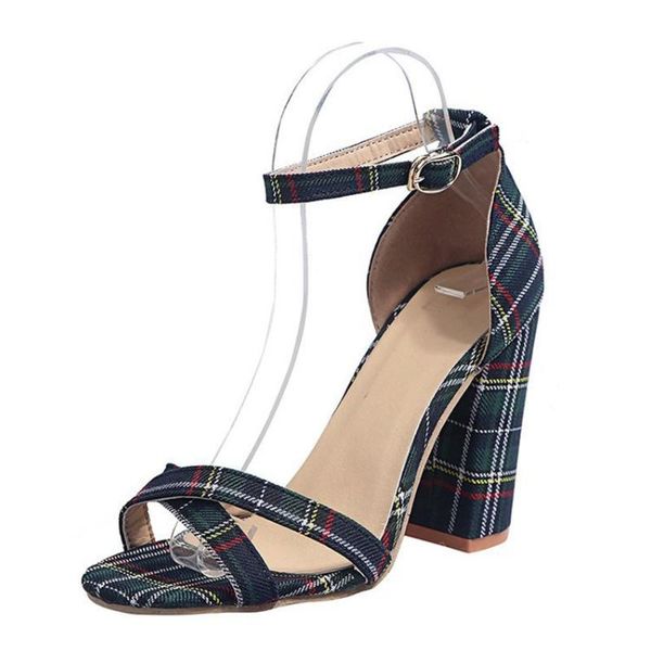 sandals high-heeled shoes plaid cloth upper single shoe button comfortable non-slip thick heels large size, Black
sandals high-heeled shoes plaid cloth upper single shoe button comfortable non-slip thick heels large size, Black