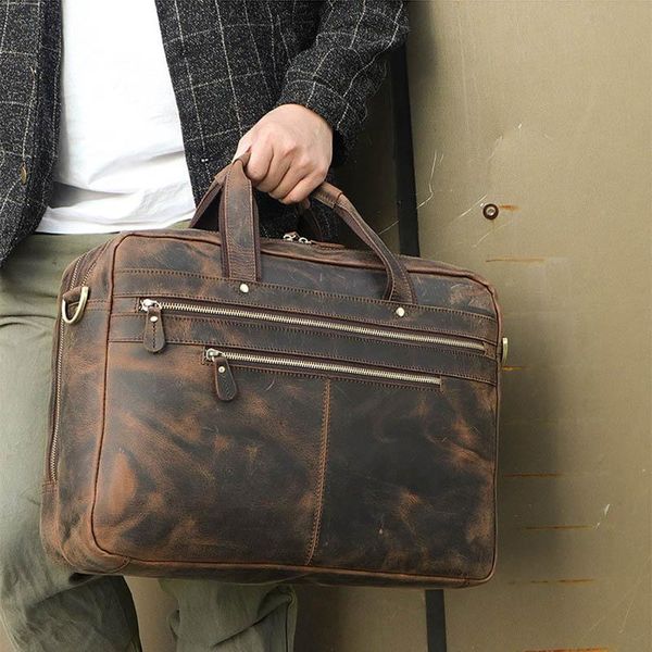 men briefcase crazy horse genuine leather 16" lapbusiness bag multifunction tote vintage male big shoulder bag travel duffel
men briefcase crazy horse genuine leather 16" lapbusiness bag multifunction tote vintage male big shoulder bag travel duffel