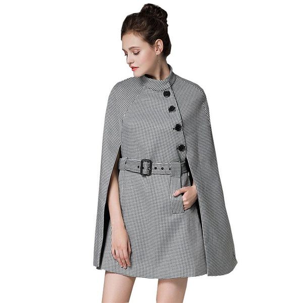 women's wool & blends plus size houndstooth autumn winter cape coat women fashion woolen plaid female jacket long coats manteau femme h, Black
women's wool & blends plus size houndstooth autumn winter cape coat women fashion woolen plaid female jacket long coats manteau femme h, Black