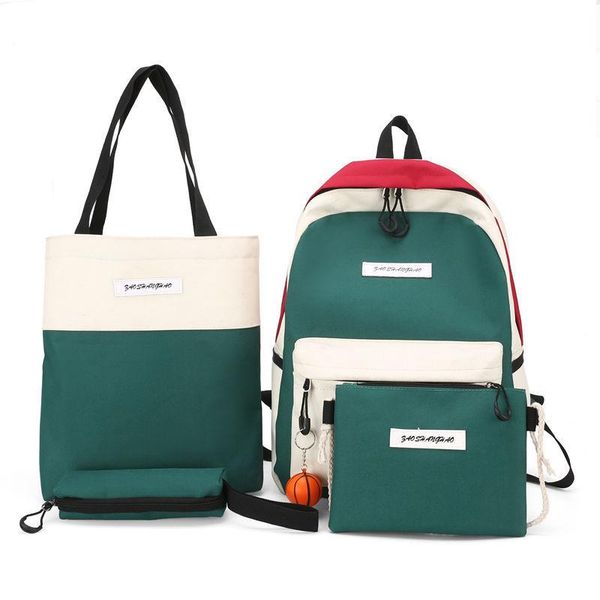 4pcs/set green backpack women 2020 new canvas bags student school bags panelled functional casual preppy style large capacity
4pcs/set green backpack women 2020 new canvas bags student school bags panelled functional casual preppy style large capacity