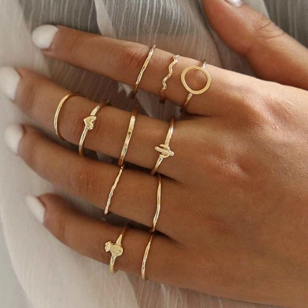 10 sets/lot fashion golden heart stars finger ring vintage rings sets for women jewelry accessories female jewelry gifts party, Silver
10 sets/lot fashion golden heart stars finger ring vintage rings sets for women jewelry accessories female jewelry gifts party, Silver