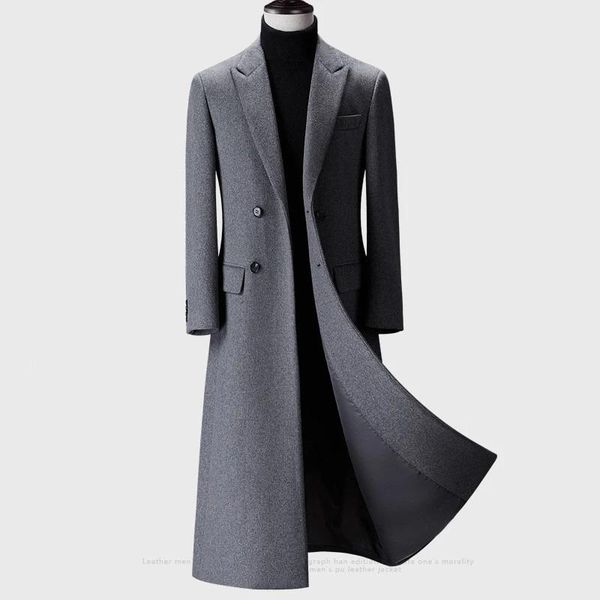 men's wool & blends 2021 winter over the knee long fashion slim coat luxury business gentleman youth thick warm, Black
men's wool & blends 2021 winter over the knee long fashion slim coat luxury business gentleman youth thick warm, Black