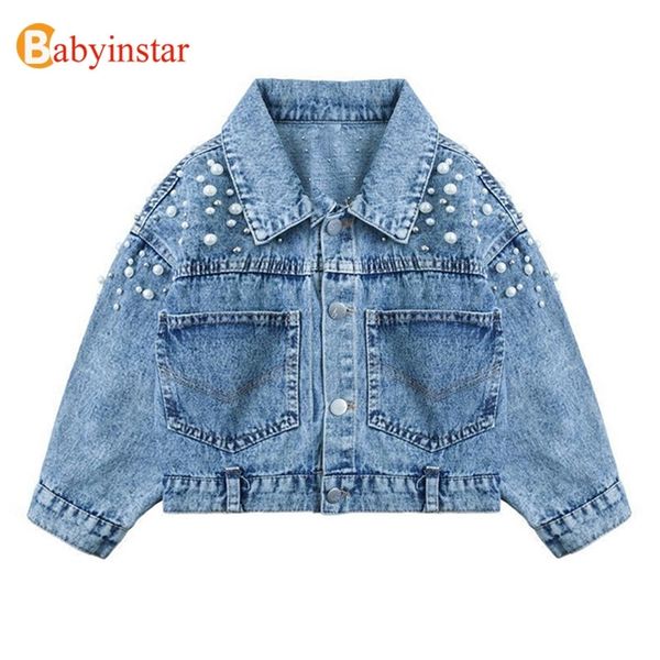 babyinstar 2-6y denim jacket for girls clothing kids jackets coats for girls autumn outfits child denim jacket children coat 201106, Blue;gray