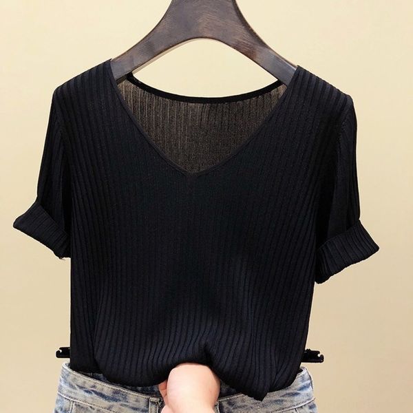 official website picture new korean style ice silk pullover pullovert-shirt pulloversweater t-shirt women's 2020 summer v-neck pullover, White
official website picture new korean style ice silk pullover pullovert-shirt pulloversweater t-shirt women's 2020 summer v-neck pullover, White
