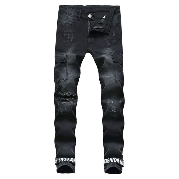 ripped men's fashion personality streetwear retro elasticity slim fit ny hole printed black jeans plus size, Blue
ripped men's fashion personality streetwear retro elasticity slim fit ny hole printed black jeans plus size, Blue