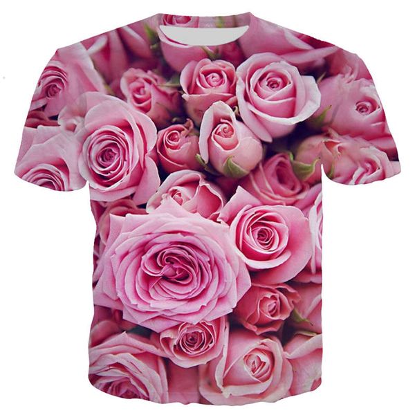 new cool beautiful roses 3d print shirts hentai oversized anime men clothing