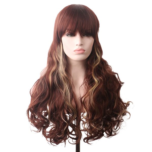 woodfestival long wig with bangs brown ombre synthetic hair curly women wigs black grey wholesale wave cosplay
woodfestival long wig with bangs brown ombre synthetic hair curly women wigs black grey wholesale wave cosplay