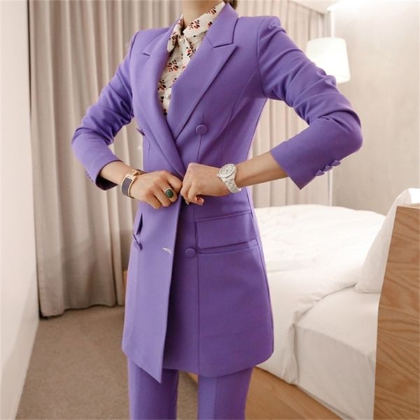 new arrival women professional temperament double breasted fashion long solid suit work style slim pant comfortable pant suits 200923, White
new arrival women professional temperament double breasted fashion long solid suit work style slim pant comfortable pant suits 200923, White