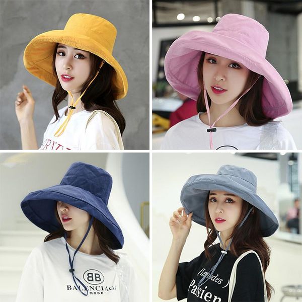 Adjustable Summer Women Sun Caps Foldable Wide Brim Bucket Hats Solid Color Outdoor Girls Fisherman Hat, Blue;gray
Adjustable Summer Women Sun Caps Foldable Wide Brim Bucket Hats Solid Color Outdoor Girls Fisherman Hat, Blue;gray