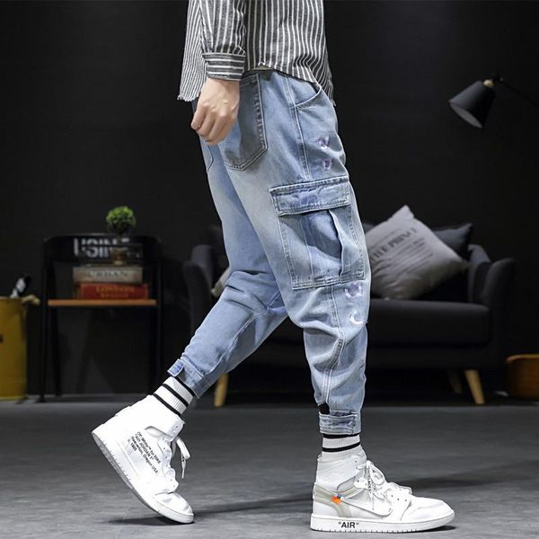 men's jeans spring summer 2021 embroidery teenagers casual mens students all-match loose-fitting multi-pocket overalls harem pants men, Blue
men's jeans spring summer 2021 embroidery teenagers casual mens students all-match loose-fitting multi-pocket overalls harem pants men, Blue