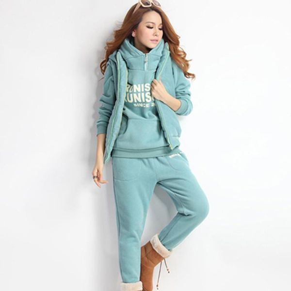 autumn and winter leisure suit hooded sweatshirt sports suit women's fashion plus velvet ladies three-piece, White
autumn and winter leisure suit hooded sweatshirt sports suit women's fashion plus velvet ladies three-piece, White