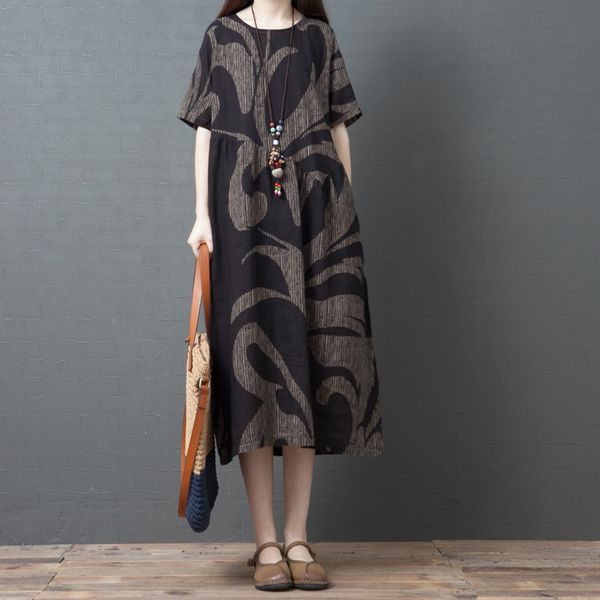 2020 korean loose large women's dress dresscotton linen dressspring and summer new fashion and comfortable cotton hemp round neck dress, Black;gray
2020 korean loose large women's dress dresscotton linen dressspring and summer new fashion and comfortable cotton hemp round neck dress, Black;gray