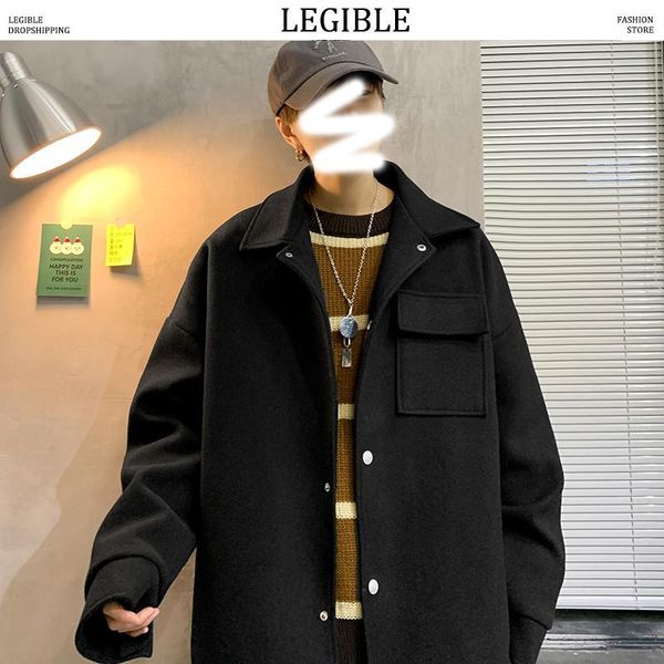legible winter jacket men solid wool mens jacket turndown collar jackets coats male korean casual wool coats men1, Black
legible winter jacket men solid wool mens jacket turndown collar jackets coats male korean casual wool coats men1, Black