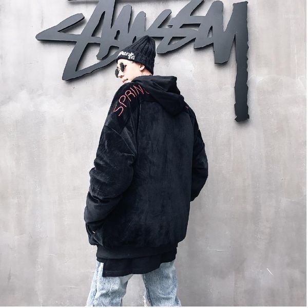 men's cotton clothing 2019 autumn and winter new gold velvet warm loose cotton clothing youth personality trend men's1, Black
men's cotton clothing 2019 autumn and winter new gold velvet warm loose cotton clothing youth personality trend men's1, Black