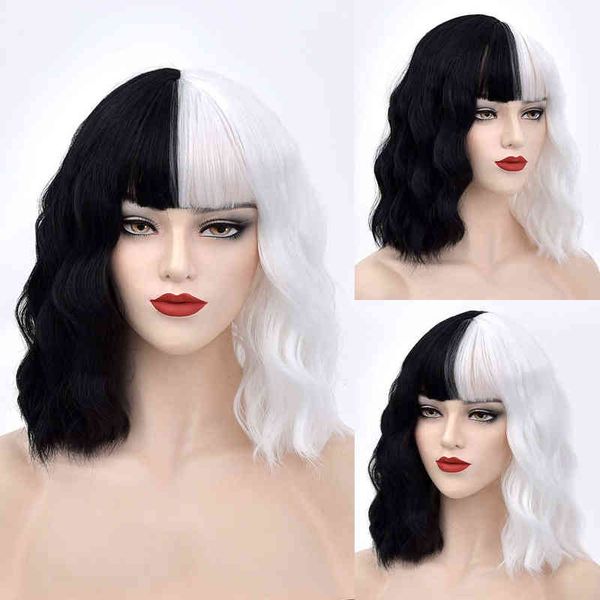 hair new cruella de vil cosplay half white black synthetic short wavy with bangs for women heat resistant natural 220301, Black;brown
hair new cruella de vil cosplay half white black synthetic short wavy with bangs for women heat resistant natural 220301, Black;brown