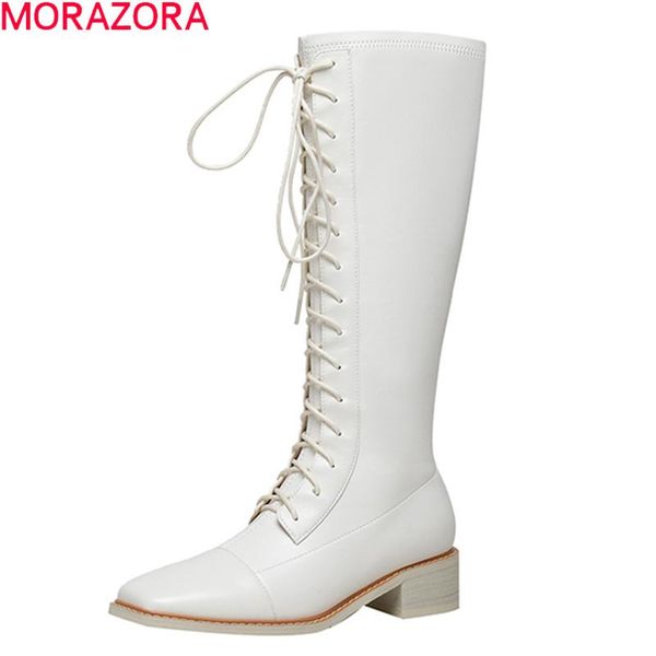 boots morazora 2021 arrival winter genuine leather med heels square toe lace up comfortable knee high, Black
boots morazora 2021 arrival winter genuine leather med heels square toe lace up comfortable knee high, Black